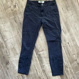 Anthropologie Womens Gray Black Ribbed Corduroy Button Ankles Twill Pants 27